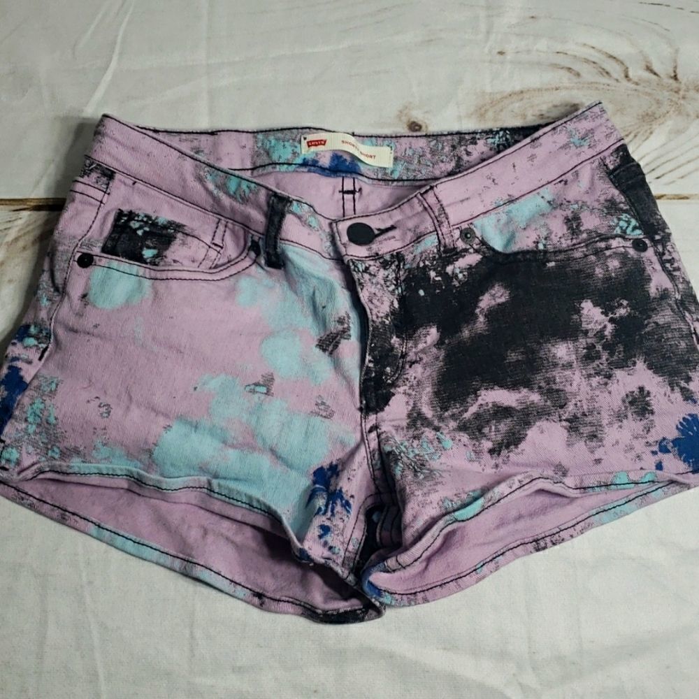 𝅺girls Levi's Bright Paint Splatter Summer Shorts